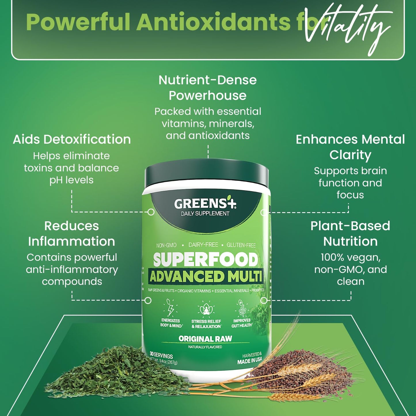 Greens+ Advanced Multi Raw Superfood Powder 9.4 Ounce
