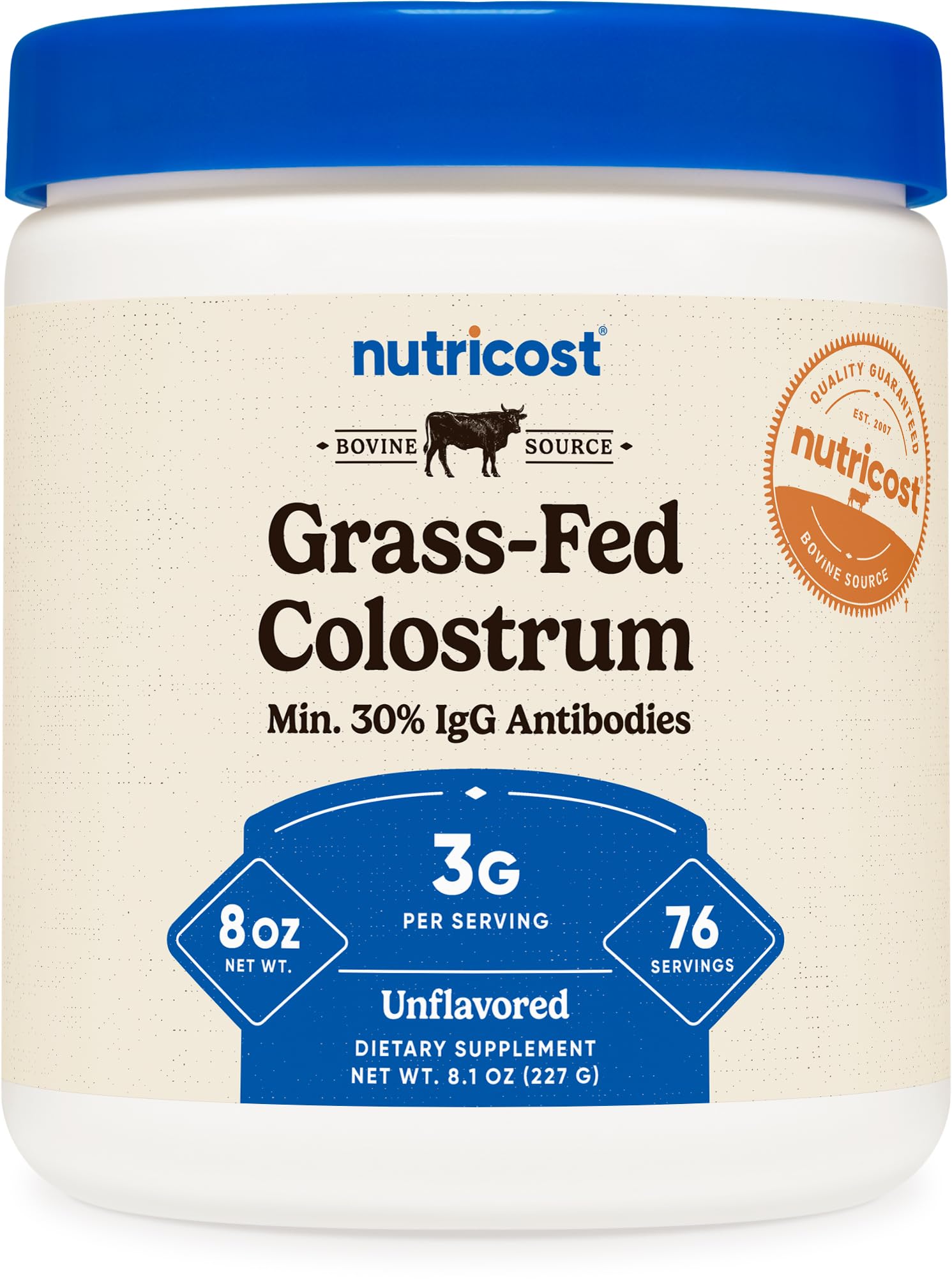 Nutricost Colostrum Powder 8.1 oz, 3 g Per Serving, 76 Servings