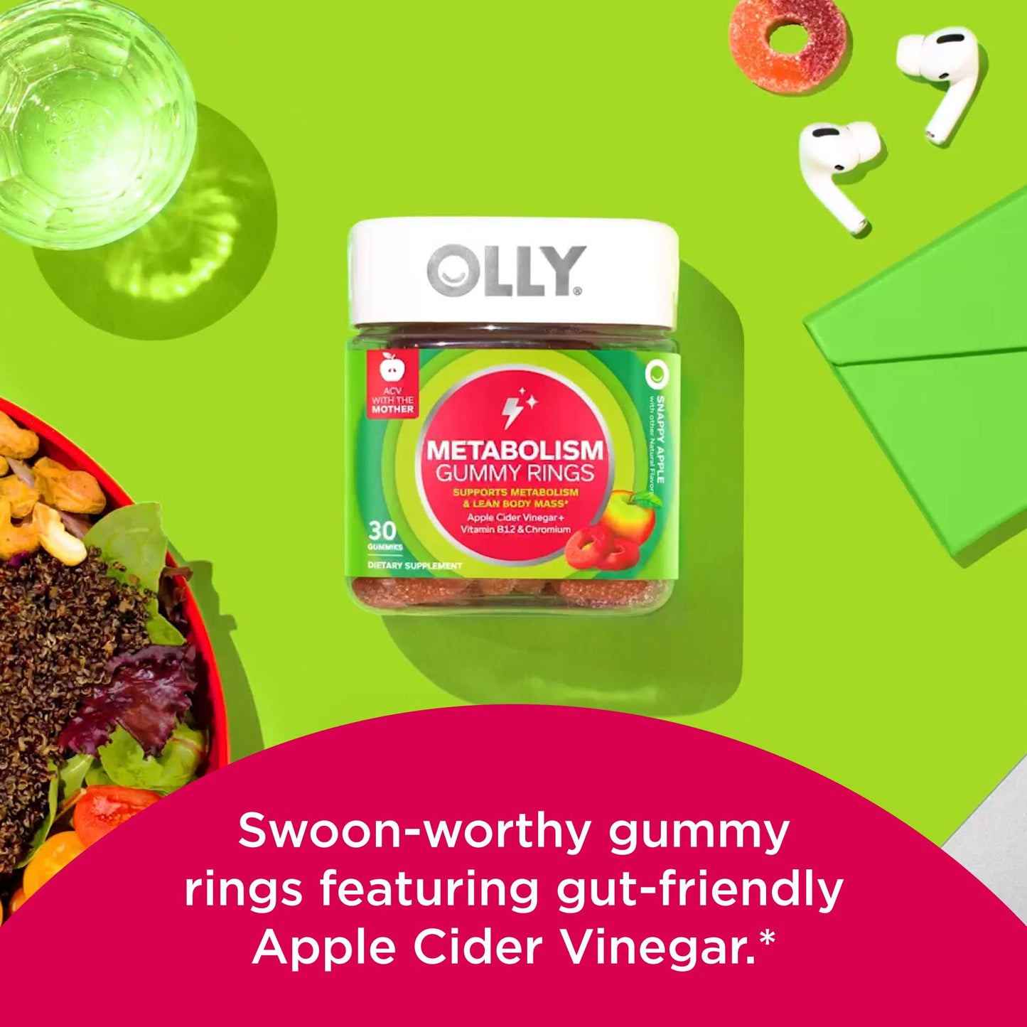 OLLY Metabolism Gummy Rings Gummies, 30 Count