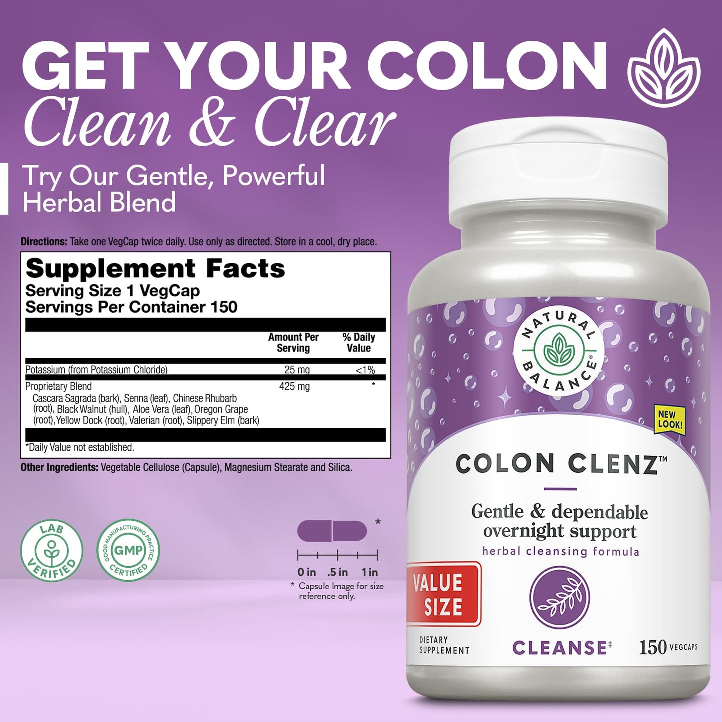 Natural Balance Happy Camper and Colon Clenz Bundle VegCaps 300