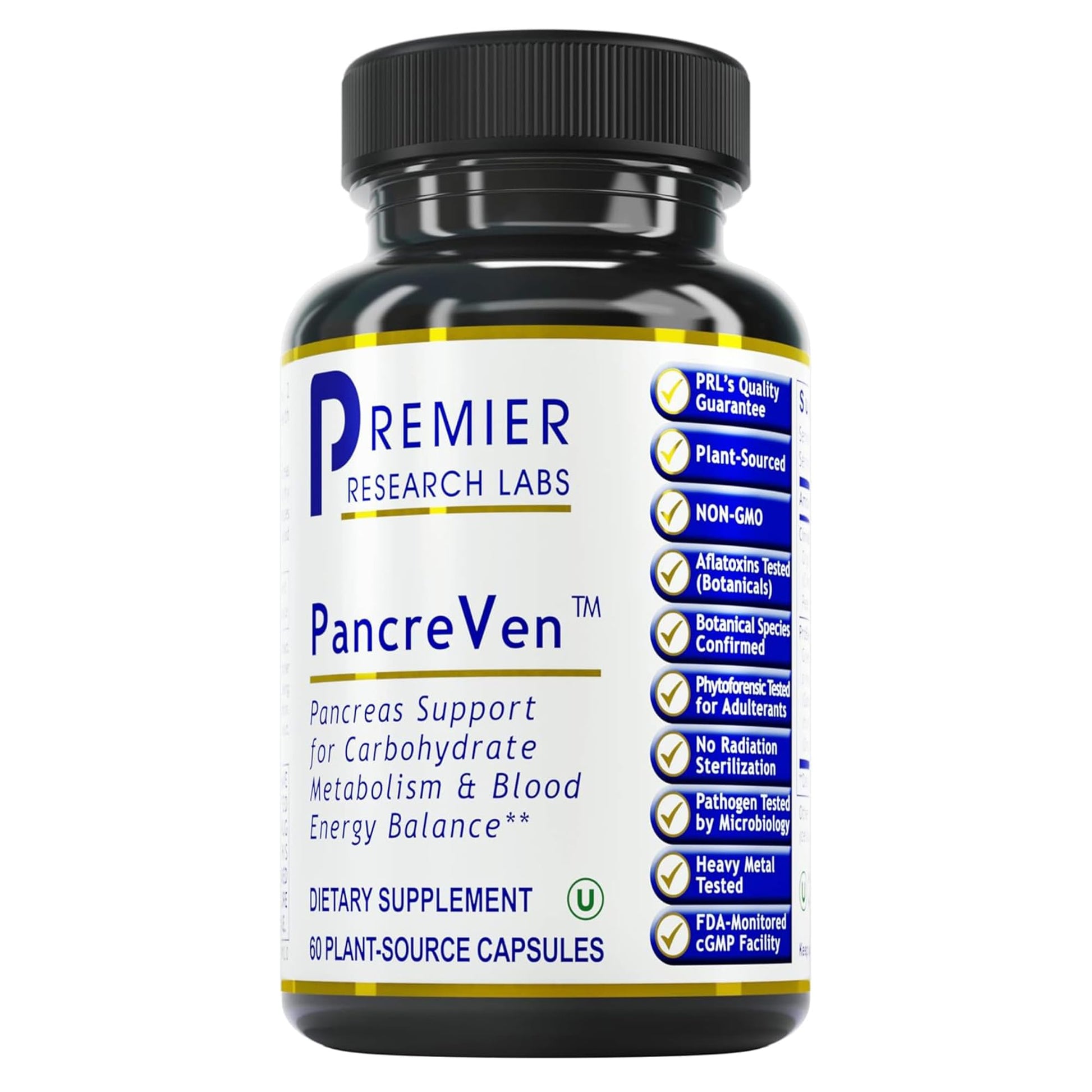 Premier Research Labs PancreVen Pancreas Support Pancreas Supplement Cinnamon Supplements with Organic Ceylon Cinnamon & Prickly Pear to Aid Pancreas Health Capsules 60