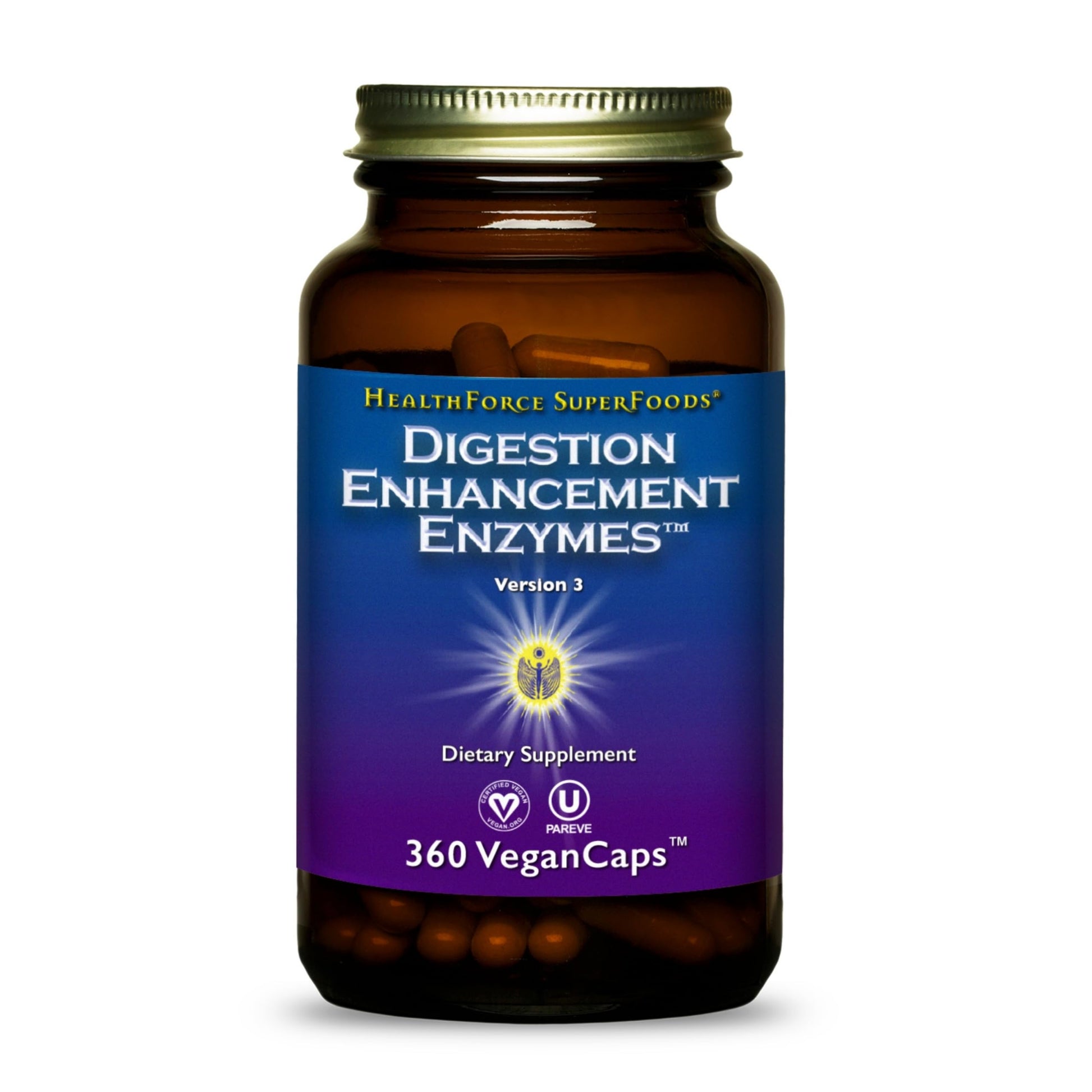 HEALTHFORCE SUPERFOODS Digestion Enhancement Enzymes Vegan Capsules 360