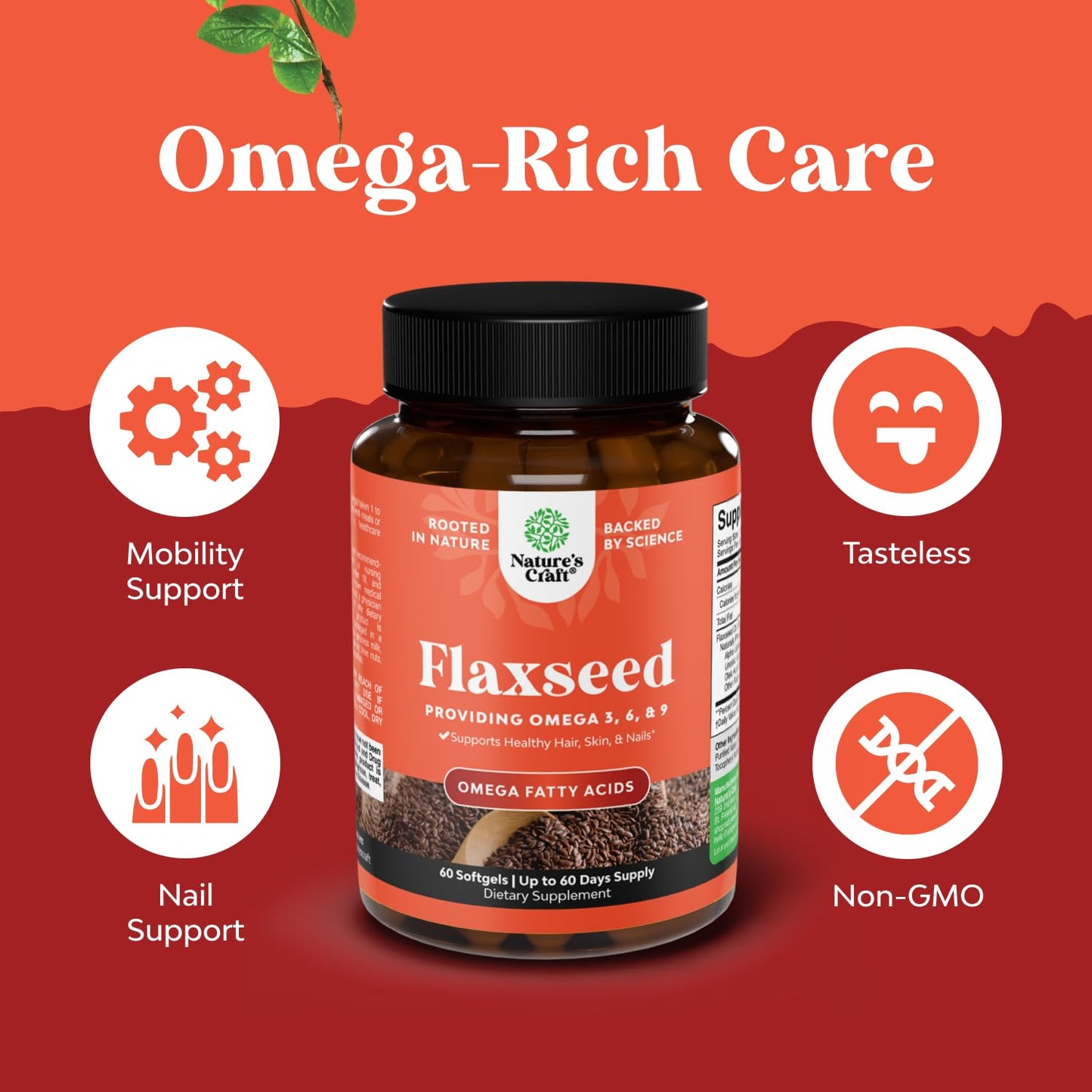 Natures Craft Flaxseed Oil Softgels 1000mg per Serving, 60 Softgels