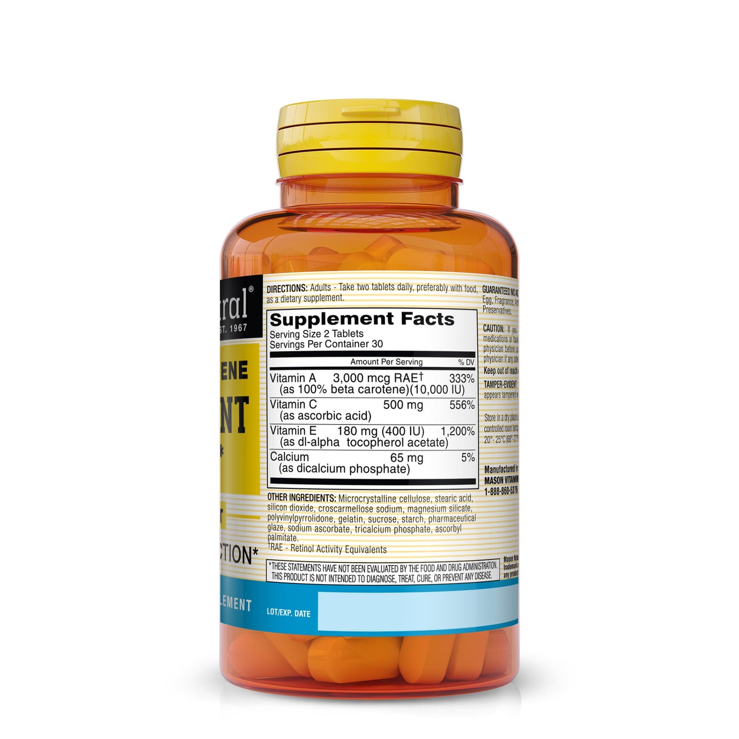 MASON NATURAL Vitamin E, C & A (Beta Carotene) - High Potency Antioxidant Formula to Fight Free Radicals and Support Overall Health*, 60 Tablets
