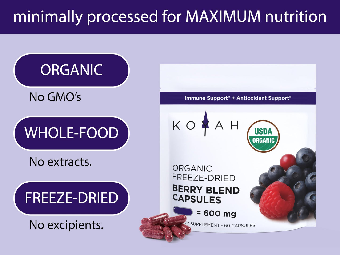 KOYAH Organic Berry Blend 60 Capsules