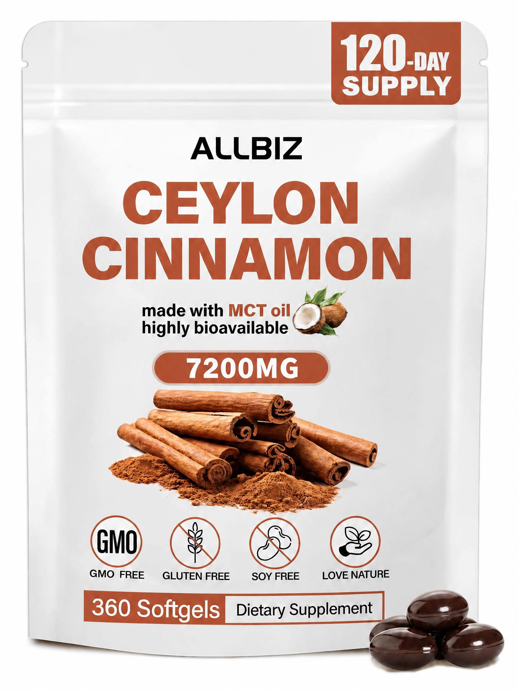 ALLBIZ Ceylon Cinnamon Softgels 360 Count