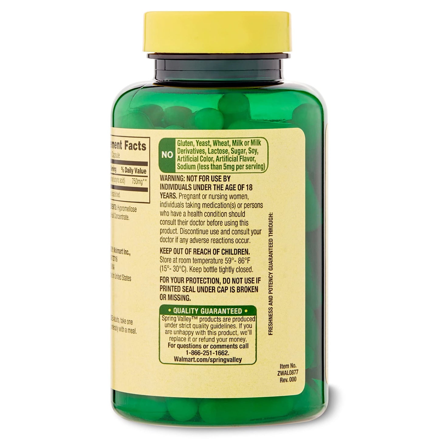 LUAL GABA 750mg Amino Acid Supplement Capsules, 100 Count