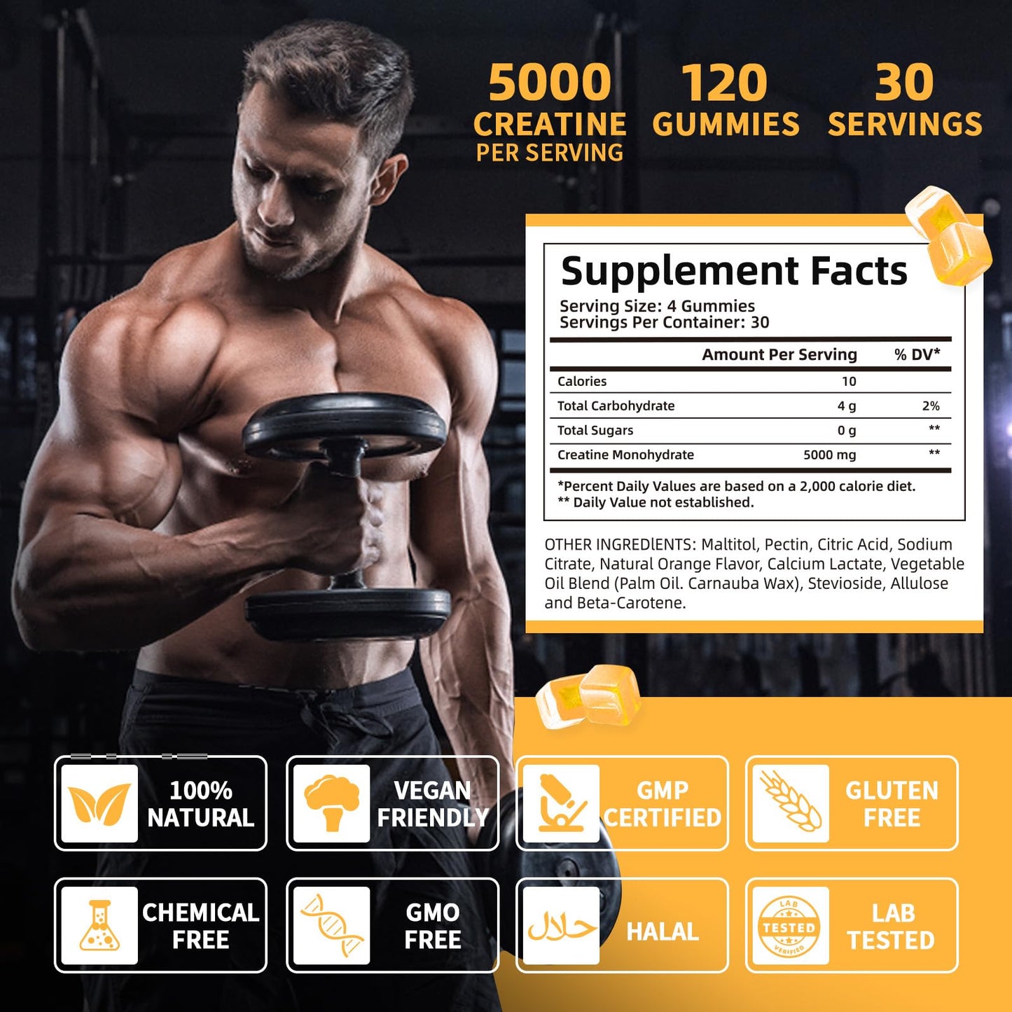 Wellcatcher Creatine Monohydrate Gummies 120 Count