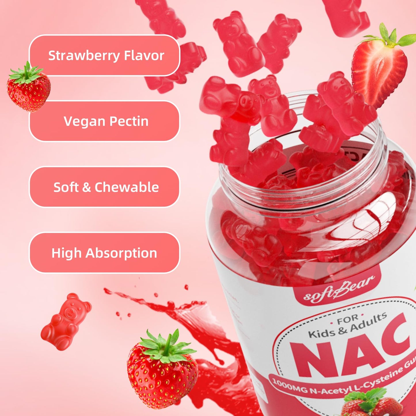 softbear NAC 1000mg N-Acetyl Cysteine Gummies 60 Count