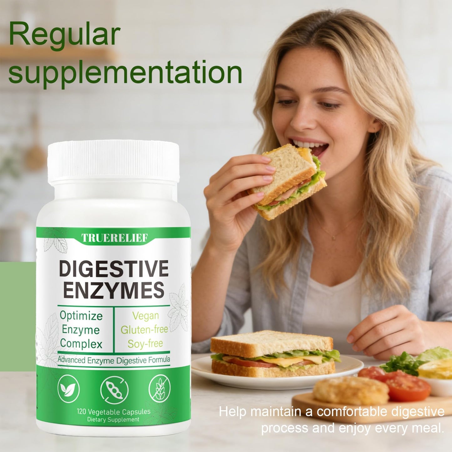 ZYGCDZ Complete Digestive Enzymes Supplement for Gut Health & Bloating Relief Capsules 120