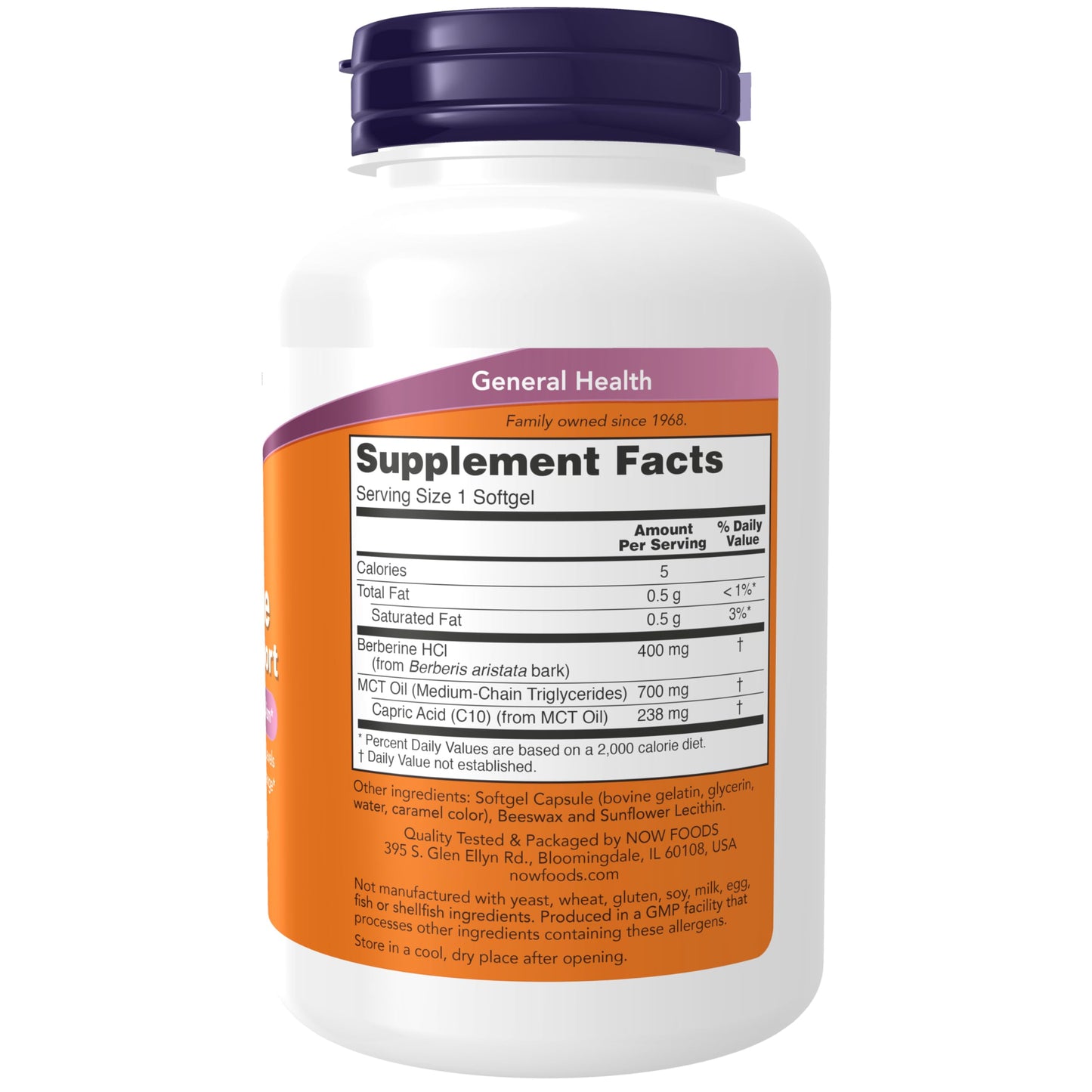NOW Foods Berberine Glucose Support with MCT Oil Softgels, 90 Count