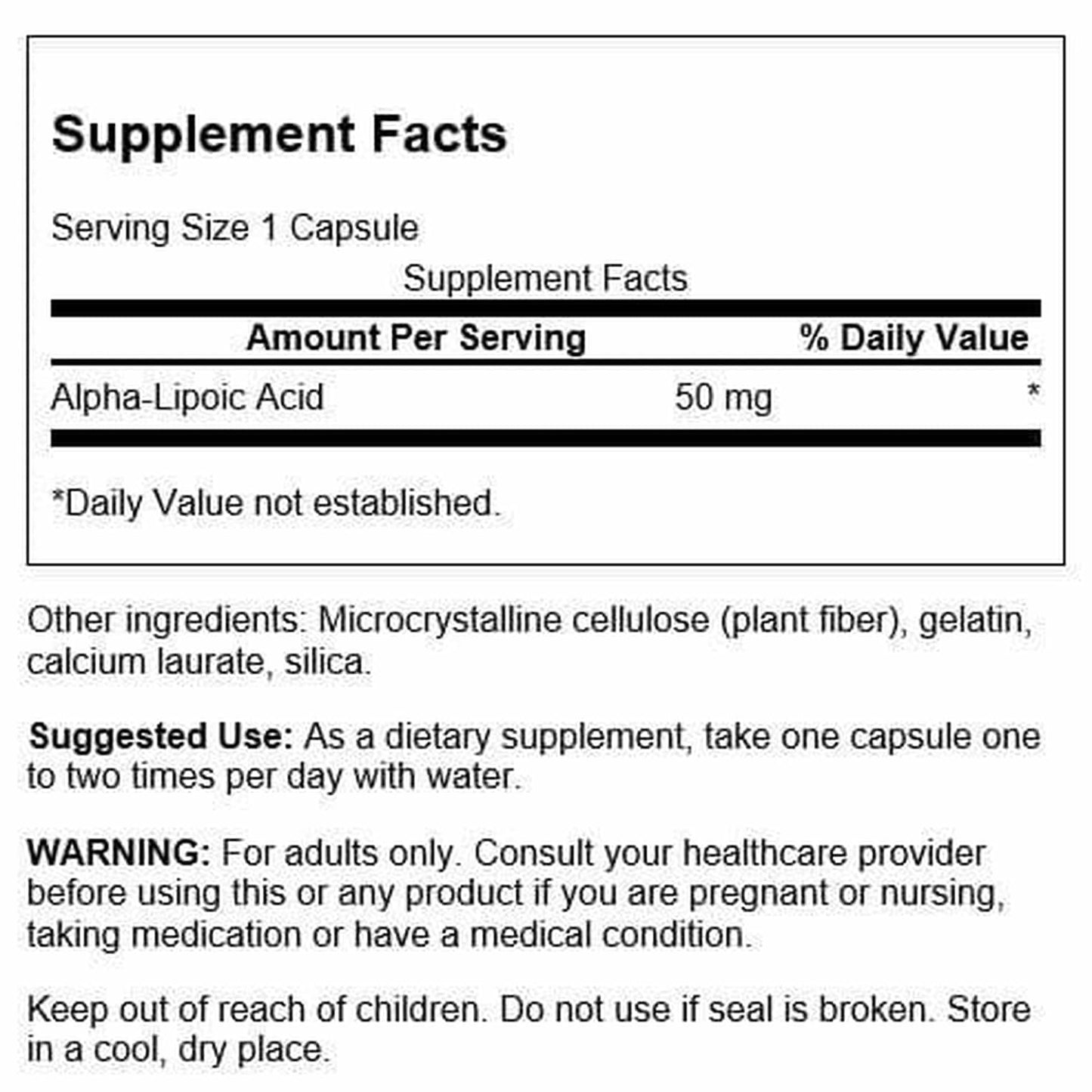 Swanson Alpha Lipoic Acid 50 Milligrams Capsules 120