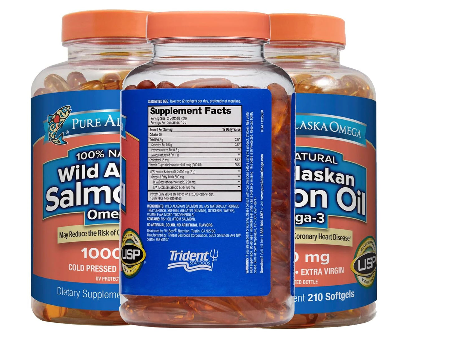 Generic Pure Alaskan Omega Wild Salmon Oil 1000 mg., Wild Caught, Certified Sustainable 210 Softgels