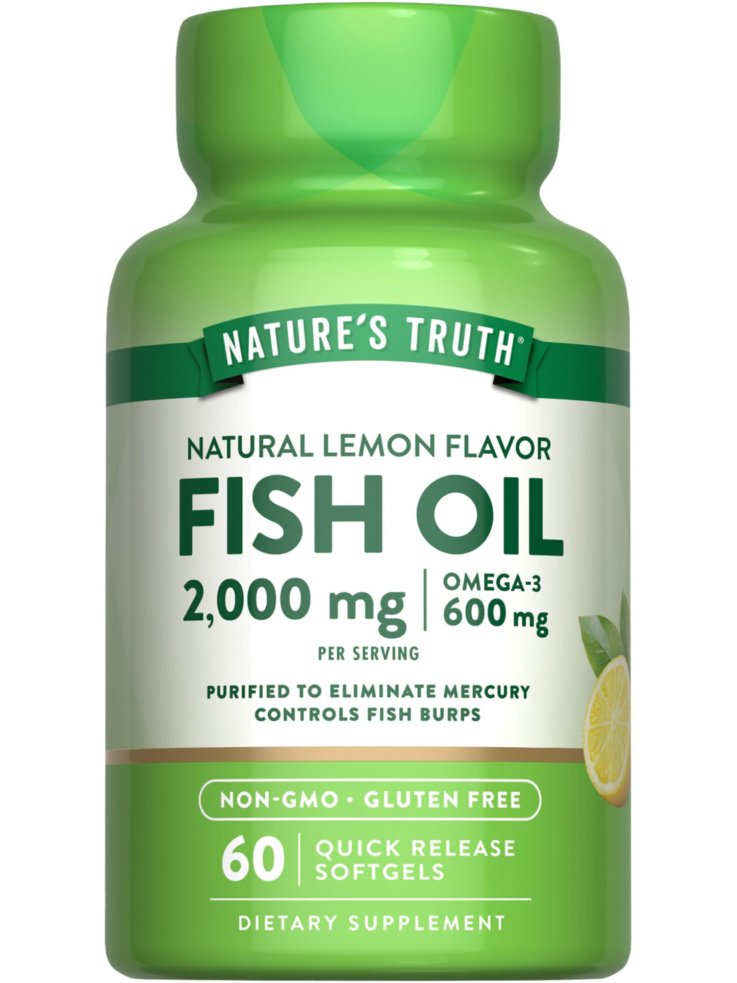 Nature's Truth Fish Oil Omega 3 Supplement 2000mg Softgels 60 Count