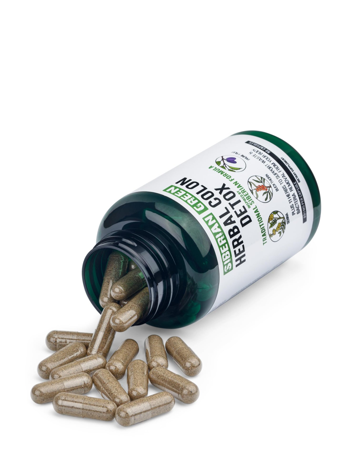 Siberian Green Herbal Colon Detox with Senna Buckthorn Prune Fruit 90 Capsules