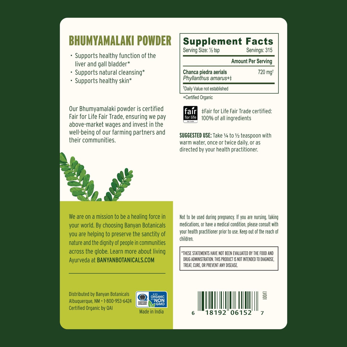 Banyan Botanicals Bhumyamalaki Powder 8 oz