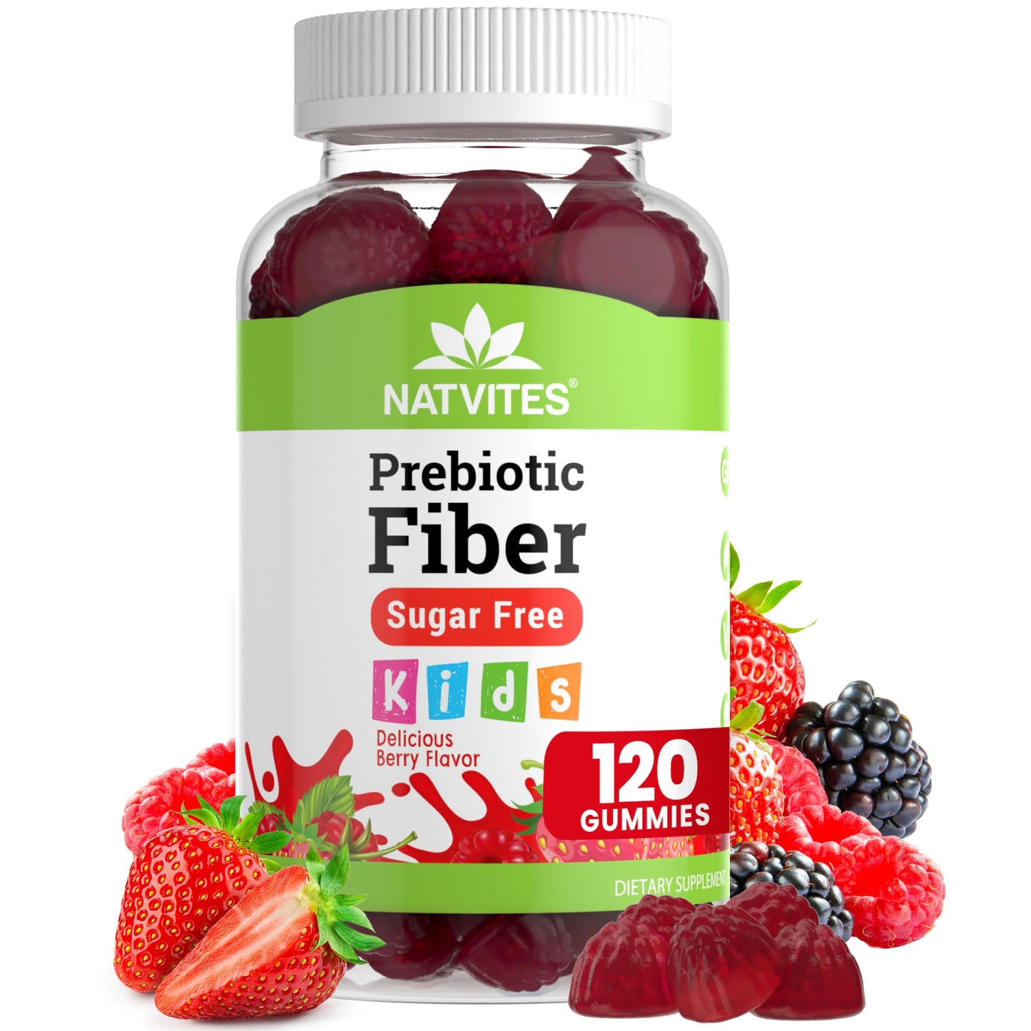 Natvites Prebiotic Kids Fiber Gummies 120 Count