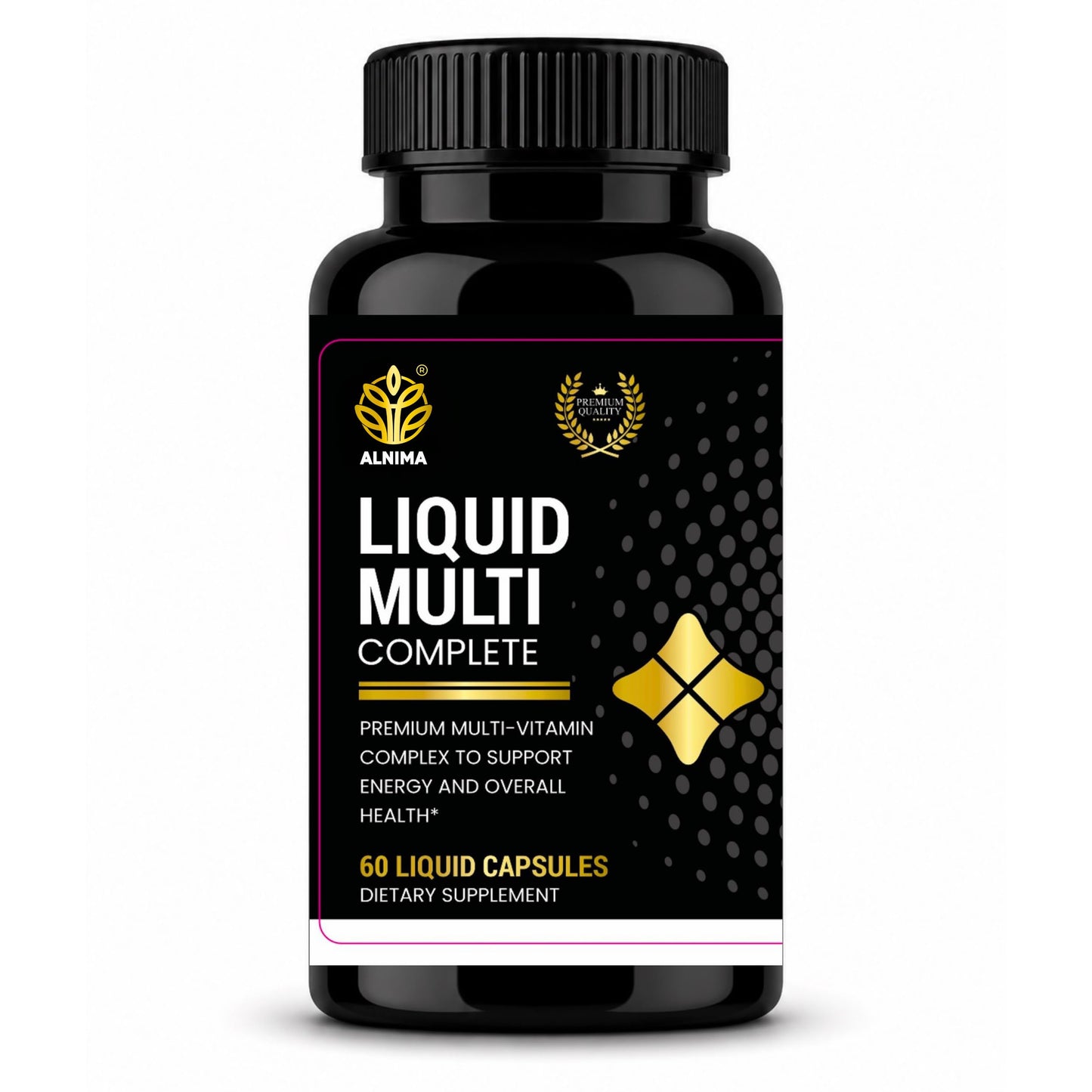 ALNIMA Halal Liquid Multivitamin Complete – Energy & Immune Support with 29 Essential Nutrients, 60 Liquid Capsules