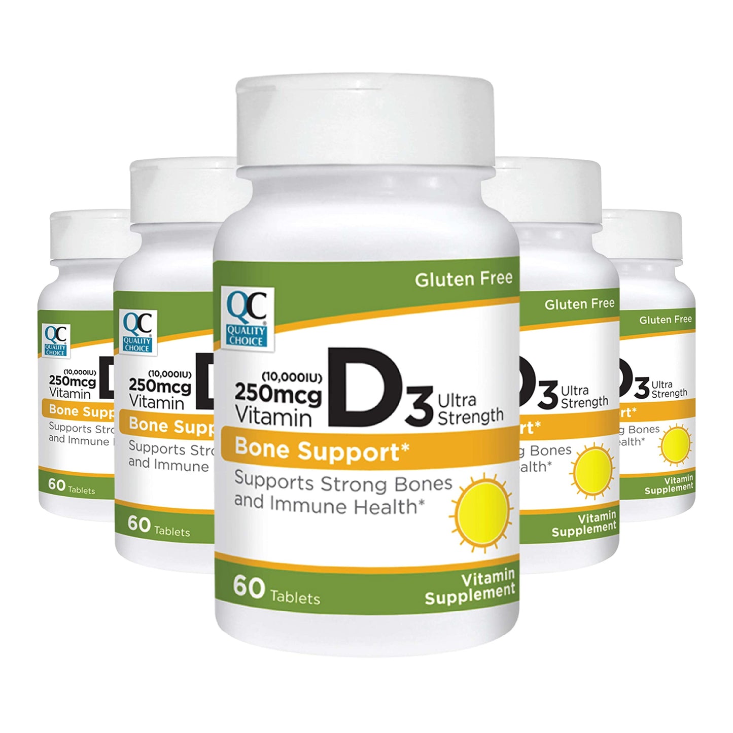 Quality Choice Vitamin D3 (Cholecalciferol) 250 mcg (10,000 IU) Calcium 57mg Bone - Teeth - Immune System Support Vitamin Supplement Tablets, 300