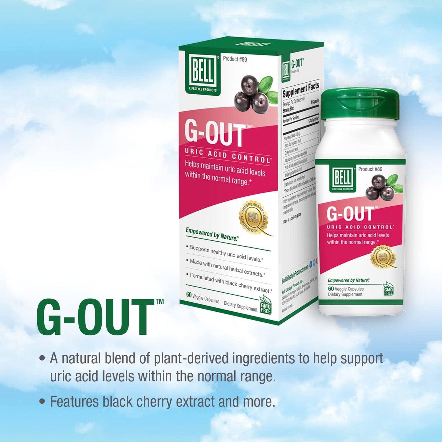 Bell G-Out Uric Acid Cleanse Capsules, 120 Count