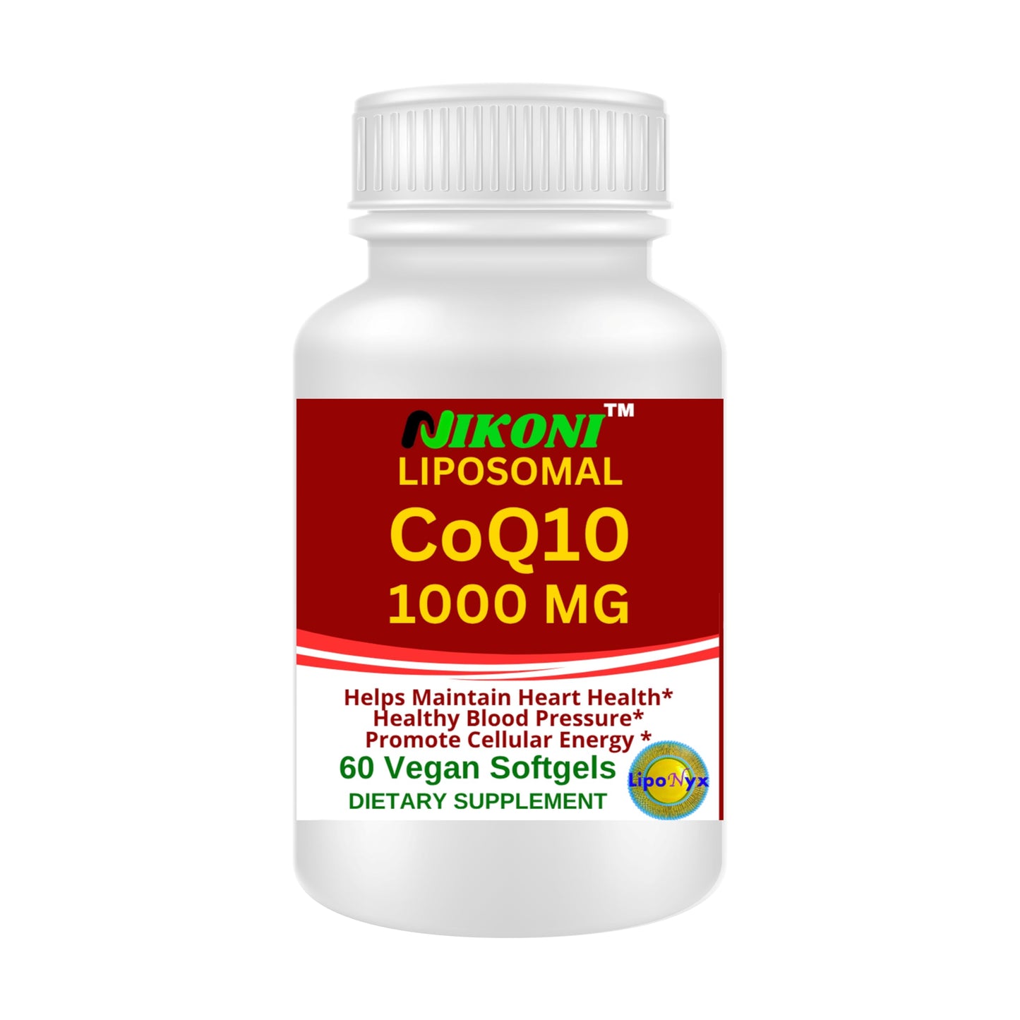 Nikoni Liposomal CoQ10 1000mg Vegan Softgels, 60 Count