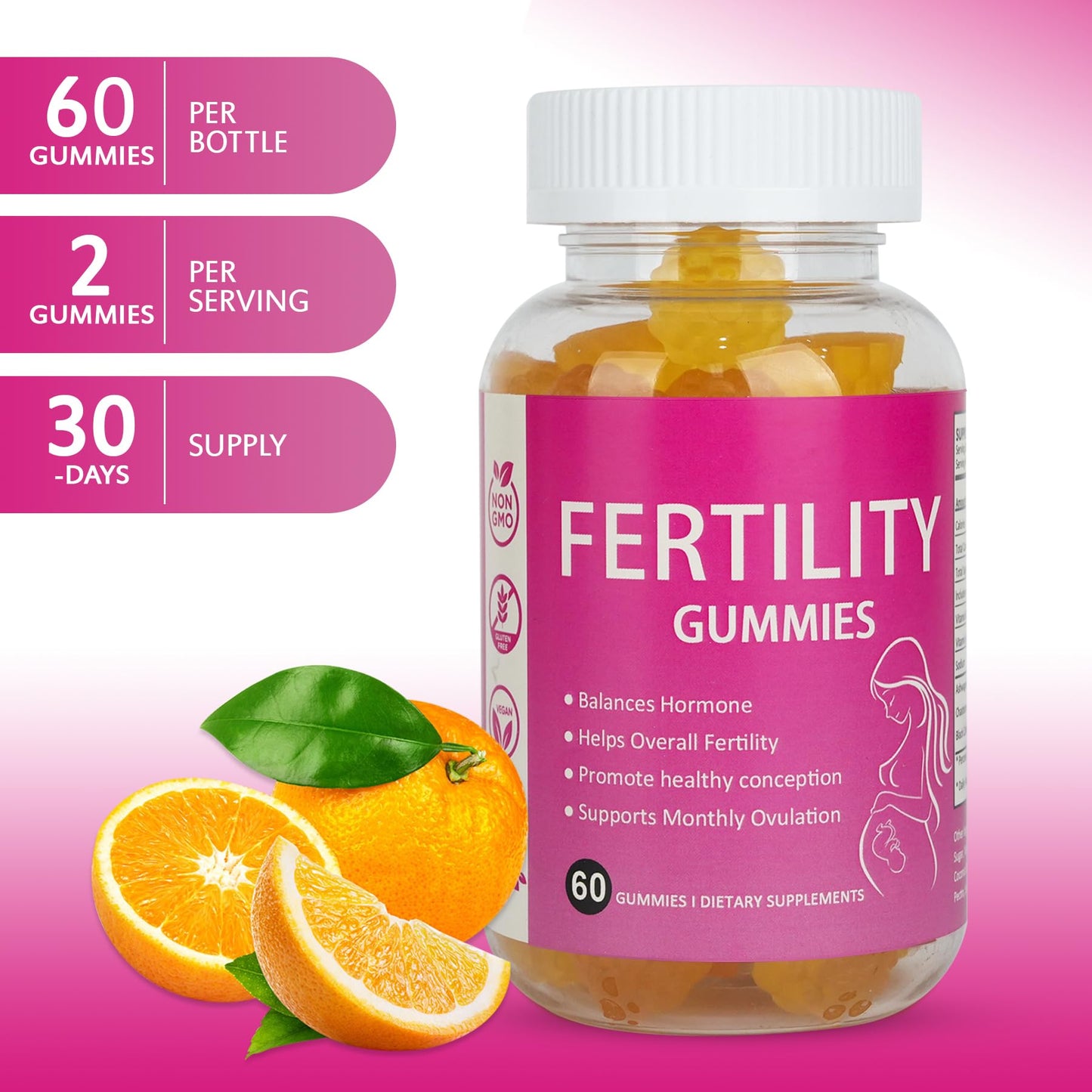 Laicuherb Fertility Support Gummies for Women Prenatal Vitamins with Myo-Inositol & Pantothenic Acid, 60 Count