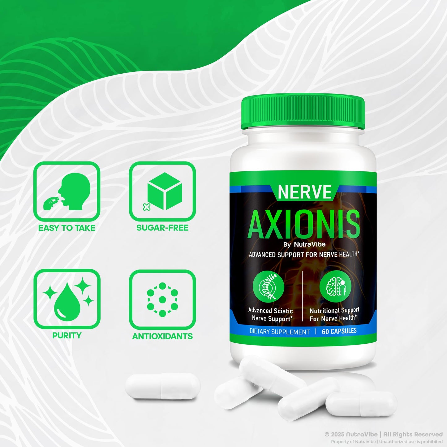 NutraVibe Nerve Axionis Capsules 180 Count