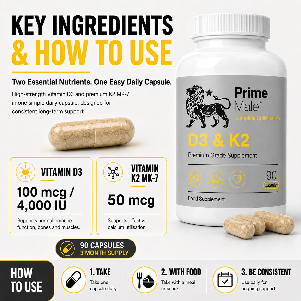 Prime Male D3 & K2 Capsule, 1 Count