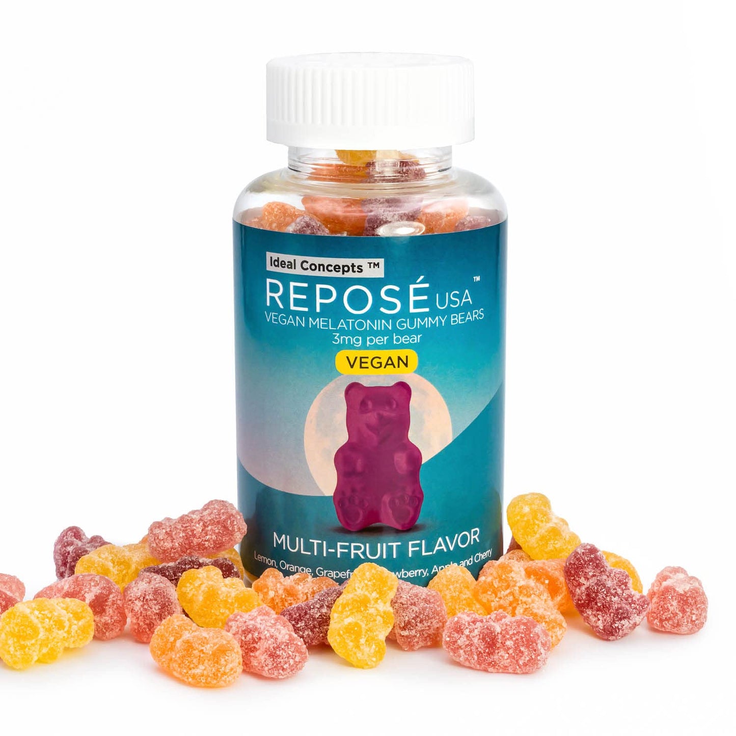 IDEAL CONCEPTS Reposé Goodnight Vegan Melatonin Gummies 3mg Per Bear, 60 Gummy Bears