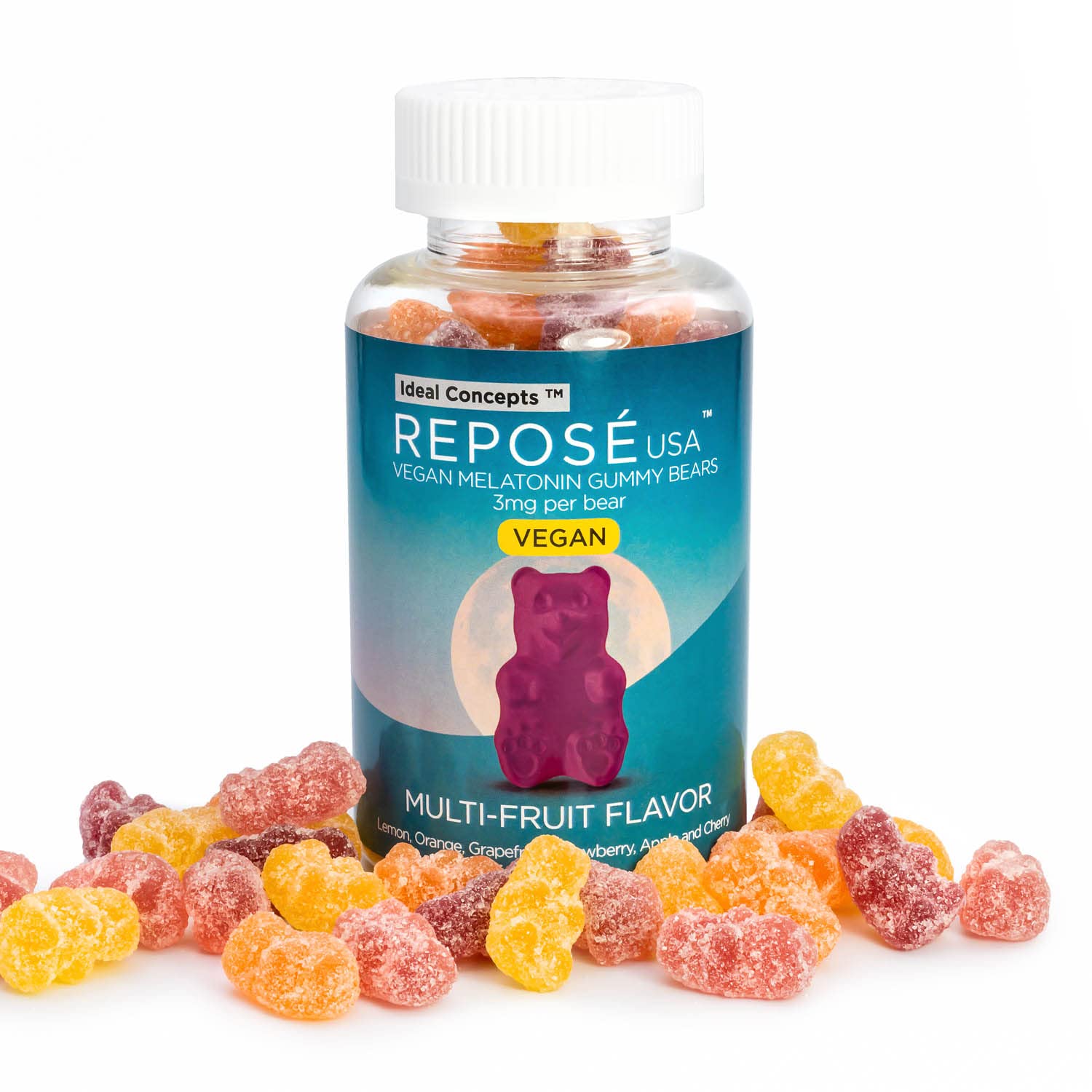 IDEAL CONCEPTS Reposé Goodnight Vegan Melatonin Gummies 3mg Per Bear, 60 Gummy Bears