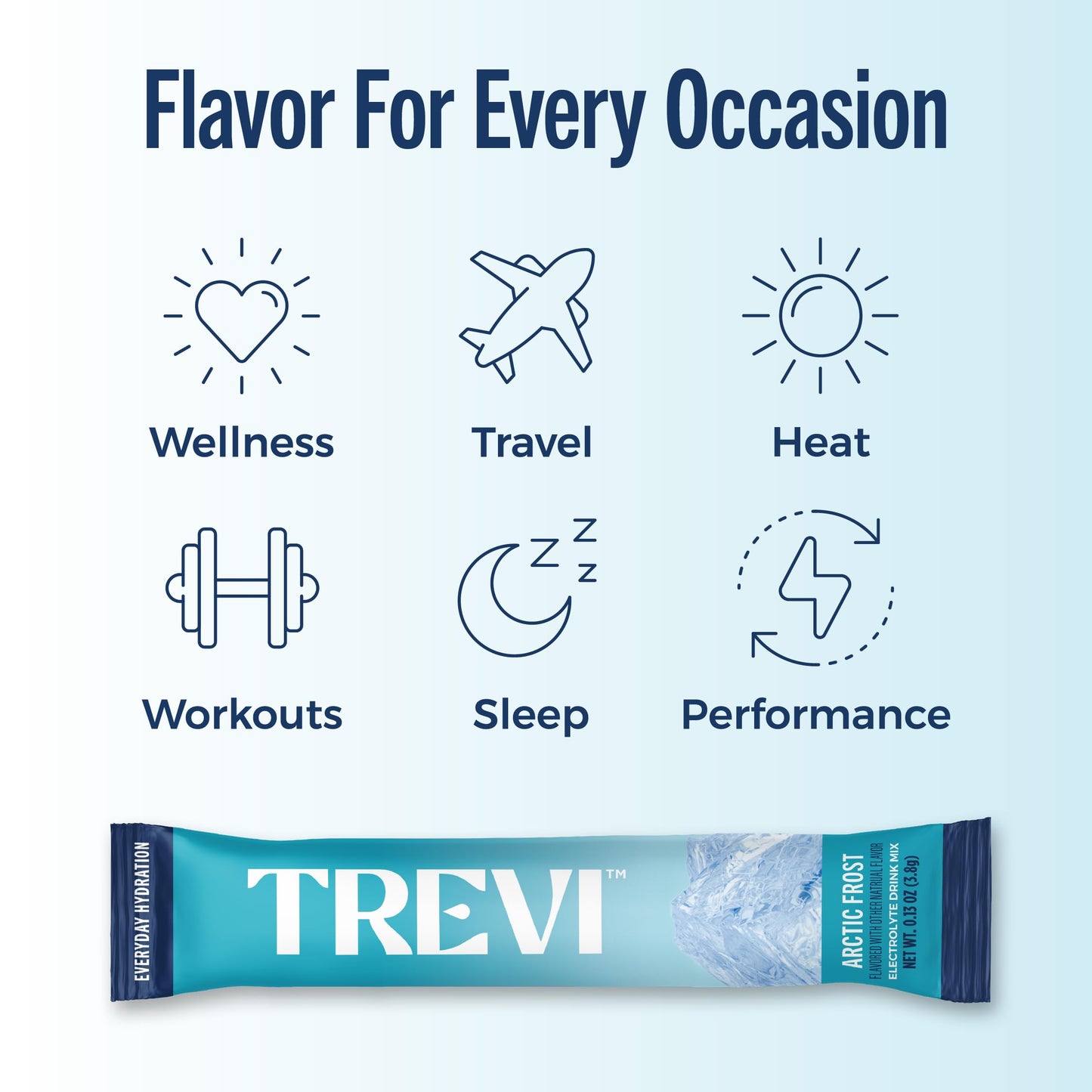 TREVI Electrolytes Packets Sugar Free Hydration Arctic Frost, Powder, 20 Servings