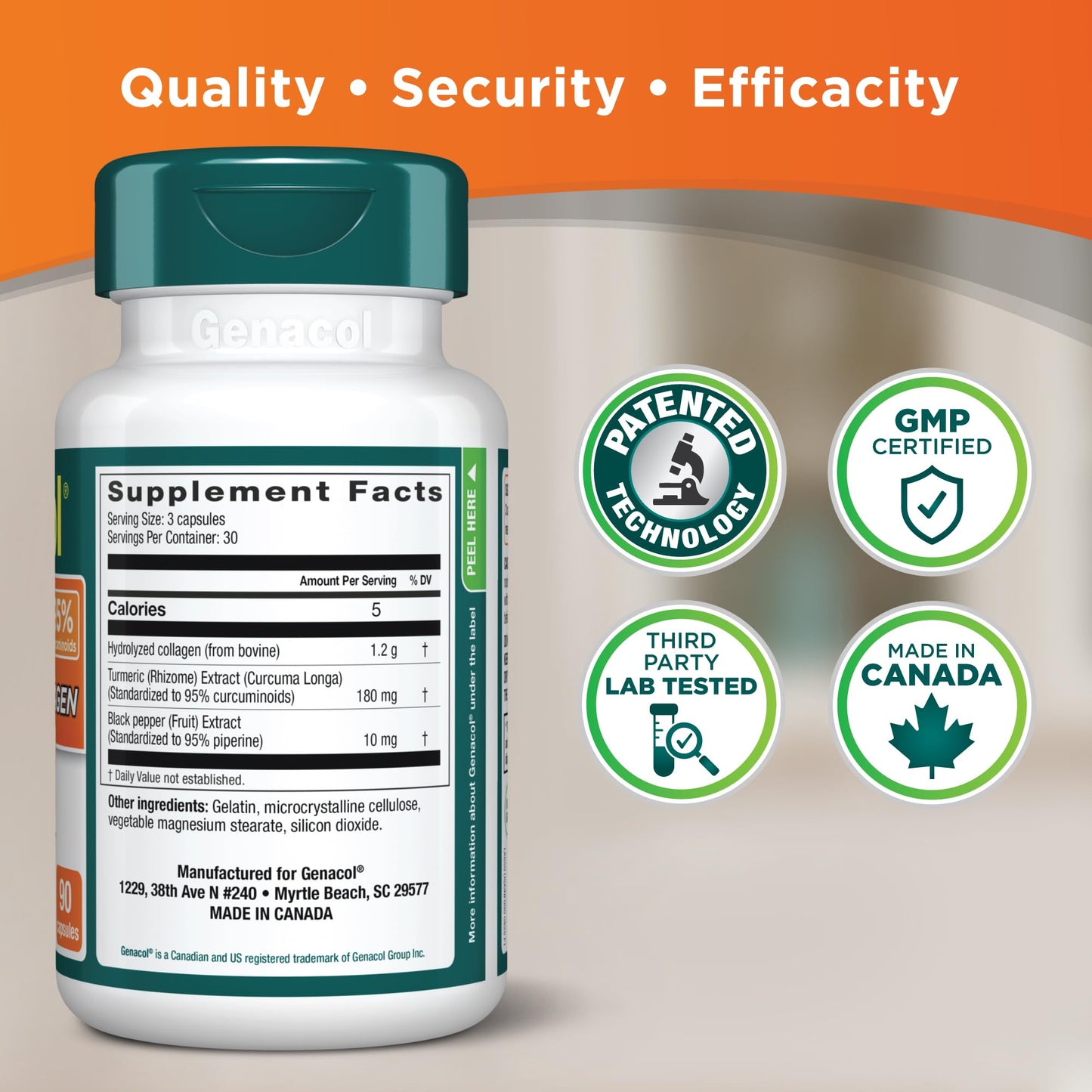 Genacol Turmeric Curcumin Joint Supplement with Collagen Capsules, 90 Capsules