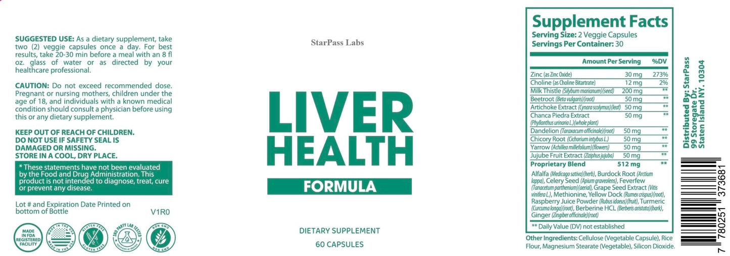 StarPass Labs Pure Liver Health Capsules 60 Count