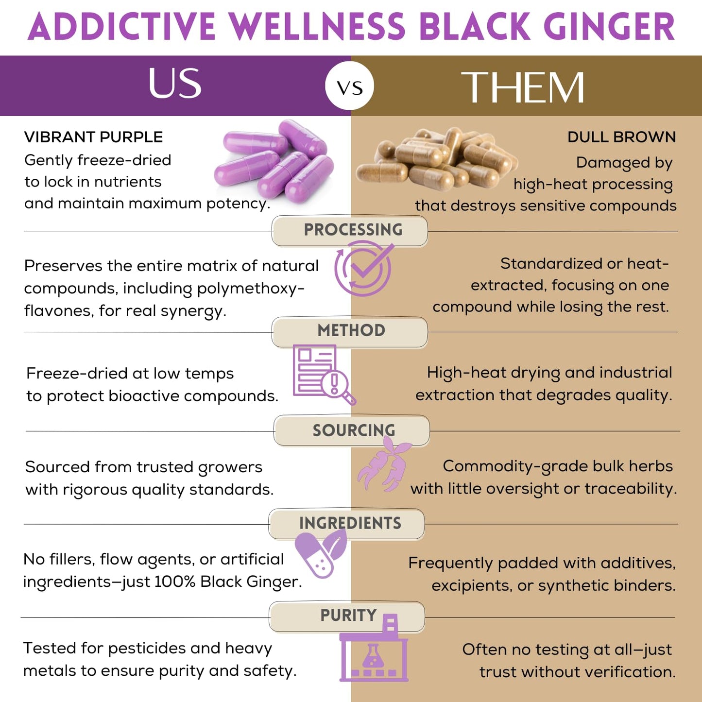 Addictive Wellness Black Ginger for Men, Energy & Stamina Capsules, 100 Count