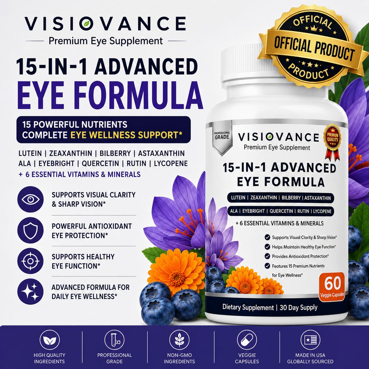 Naturonel Visiovance 15 in 1 Advanced Eye Formula 60 Capsules