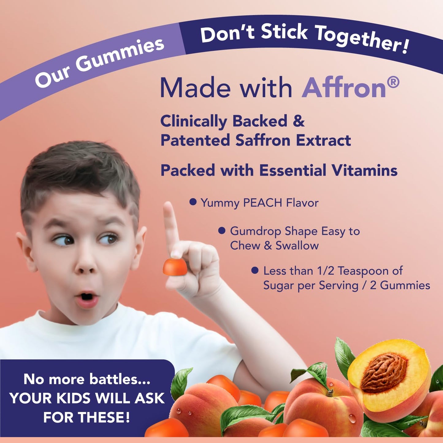 NutriMagic Kids Brain Booster+ 30mg Saffron-Based Multivitamin Gummies, 120 Count