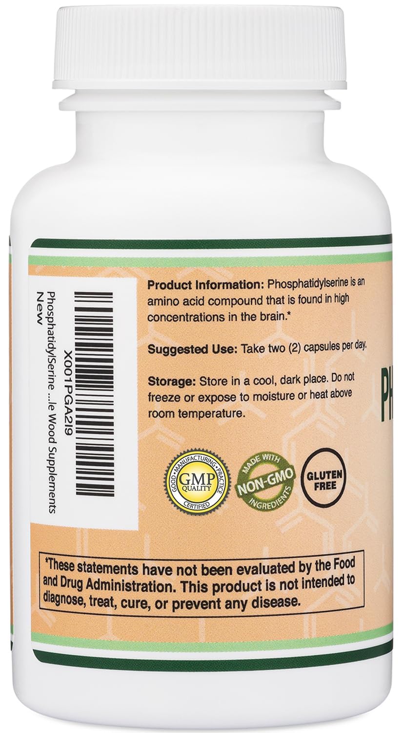 Double Wood Supplements Phosphatidylserine 300mg Memory, Focus + Cortisol Support Capsules 120 Count