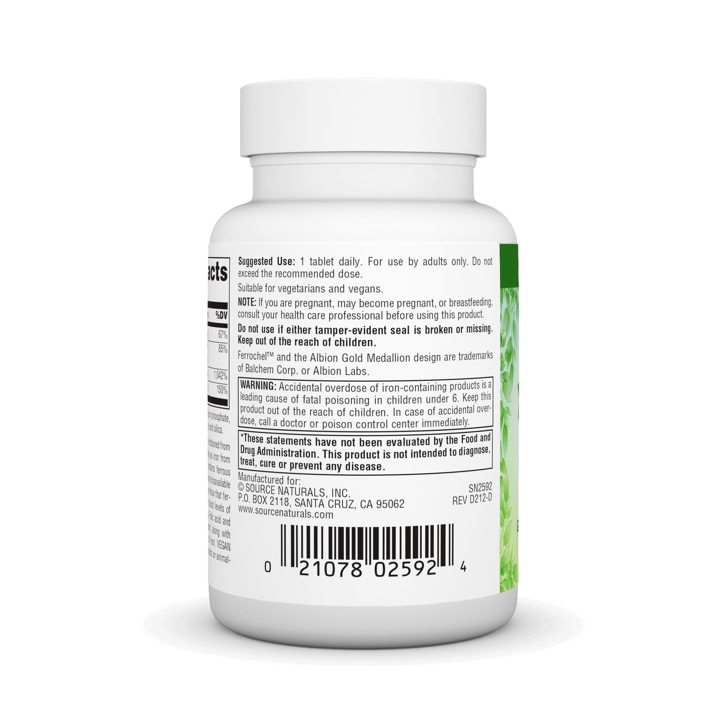 Source Naturals Vegan True Iron Support Tablet, 180 Tablets