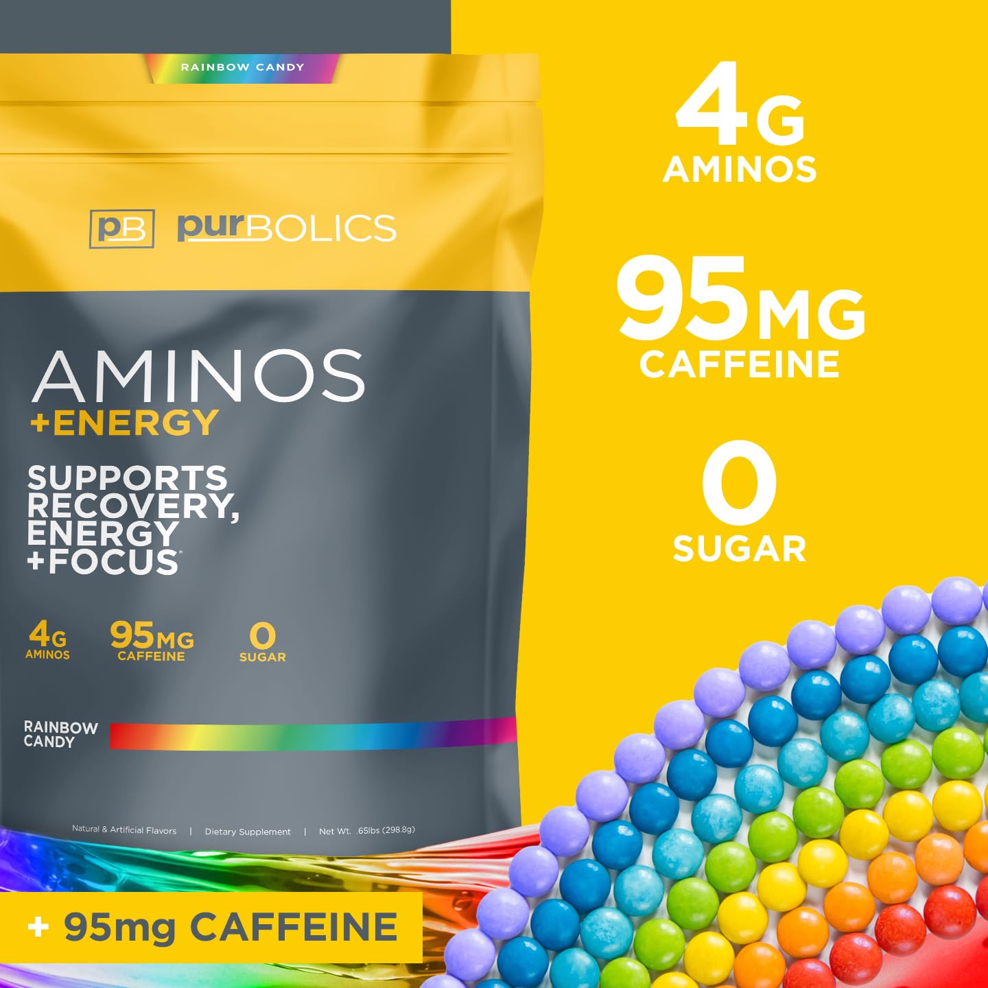 Purbolics Aminos + Energy Powder, 10.15 Ounce
