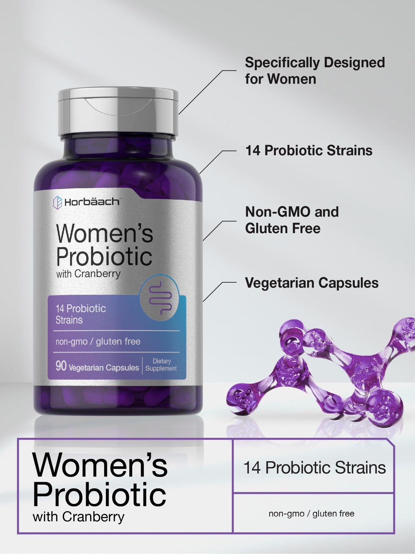 Horbäach Probiotic for Women with Cranberry 90 Capsules