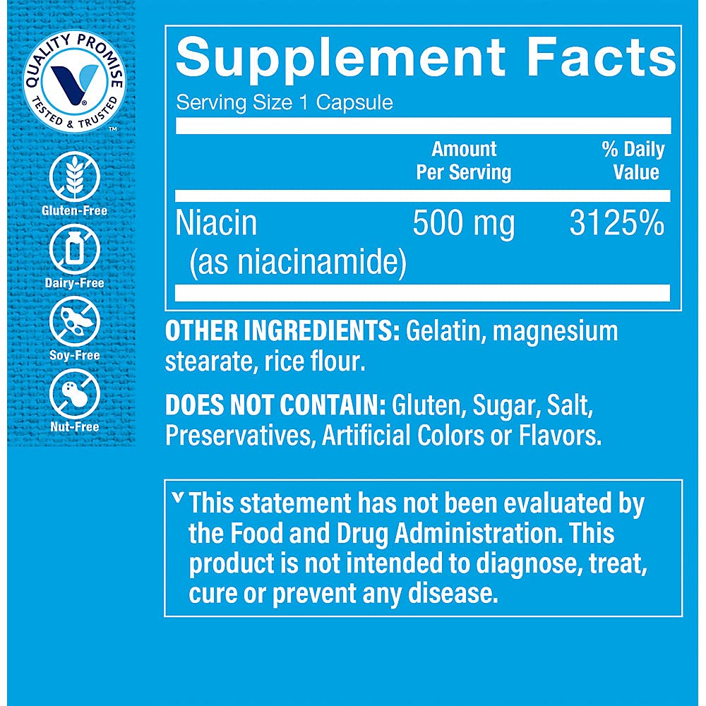 The Vitamin Shoppe Niacinamide 500 mg Capsule, 300 Count