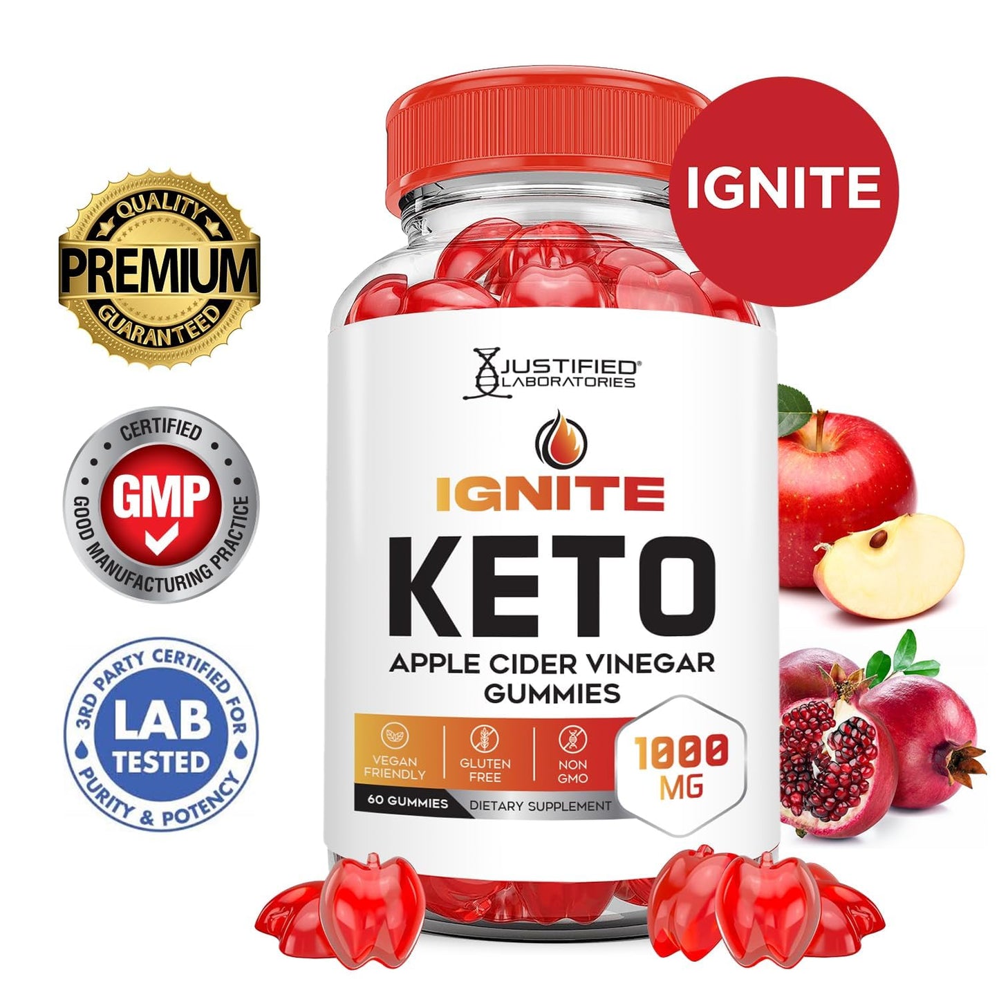 Justified Laboratories Ignite Keto ACV Gummies 1000mg, 60 Gummies