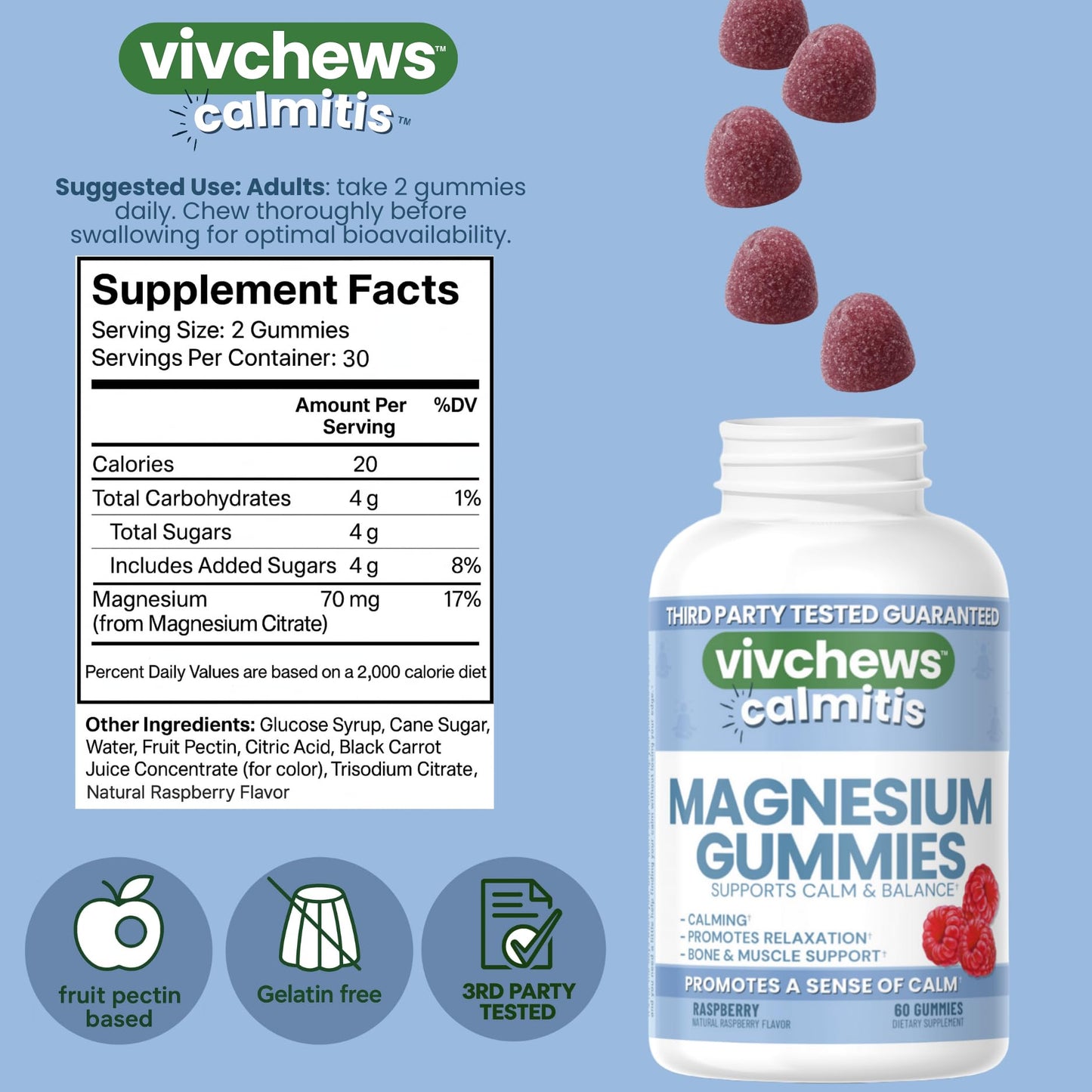 Vivchews Magnesium Gummies 60 ct