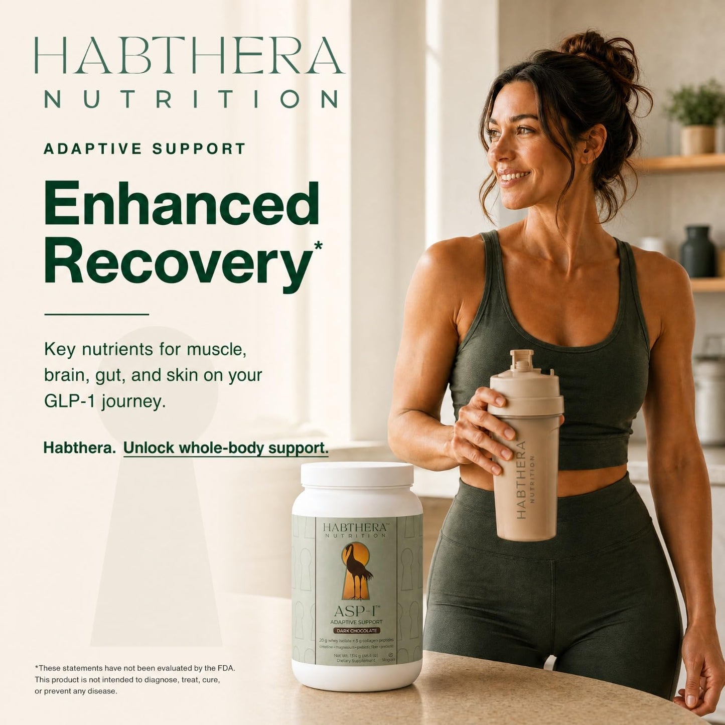 Habthera Adaptive Protein Powder for GLP-1 Users, 25g Protein, Dark Chocolate, 1 oz