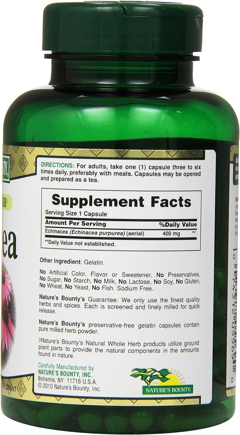 Nature's Bounty Echinacea 400 mg Capsules 600 Count