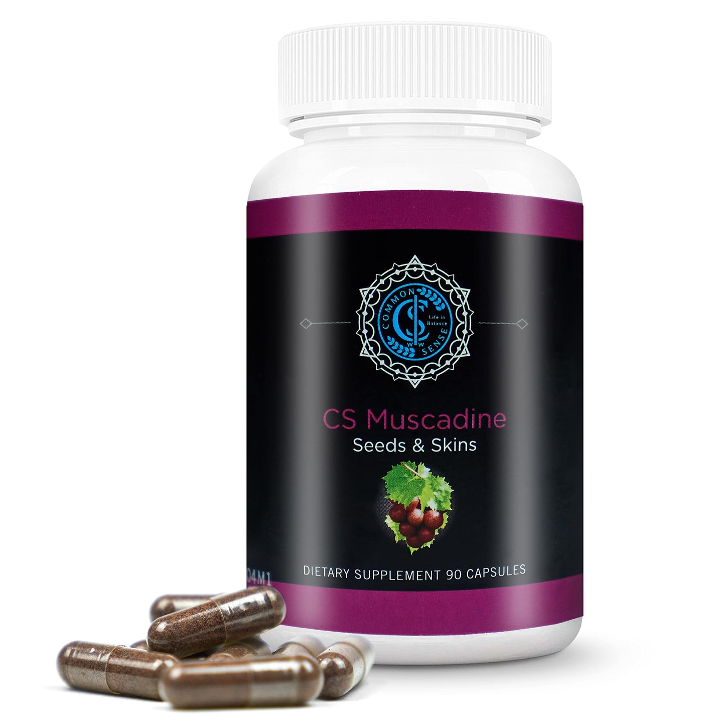 Common Sense Wellness Worldwide Commonsense Pure Muscadine Grape Seed and Skin Extract Capsules, 90 Count