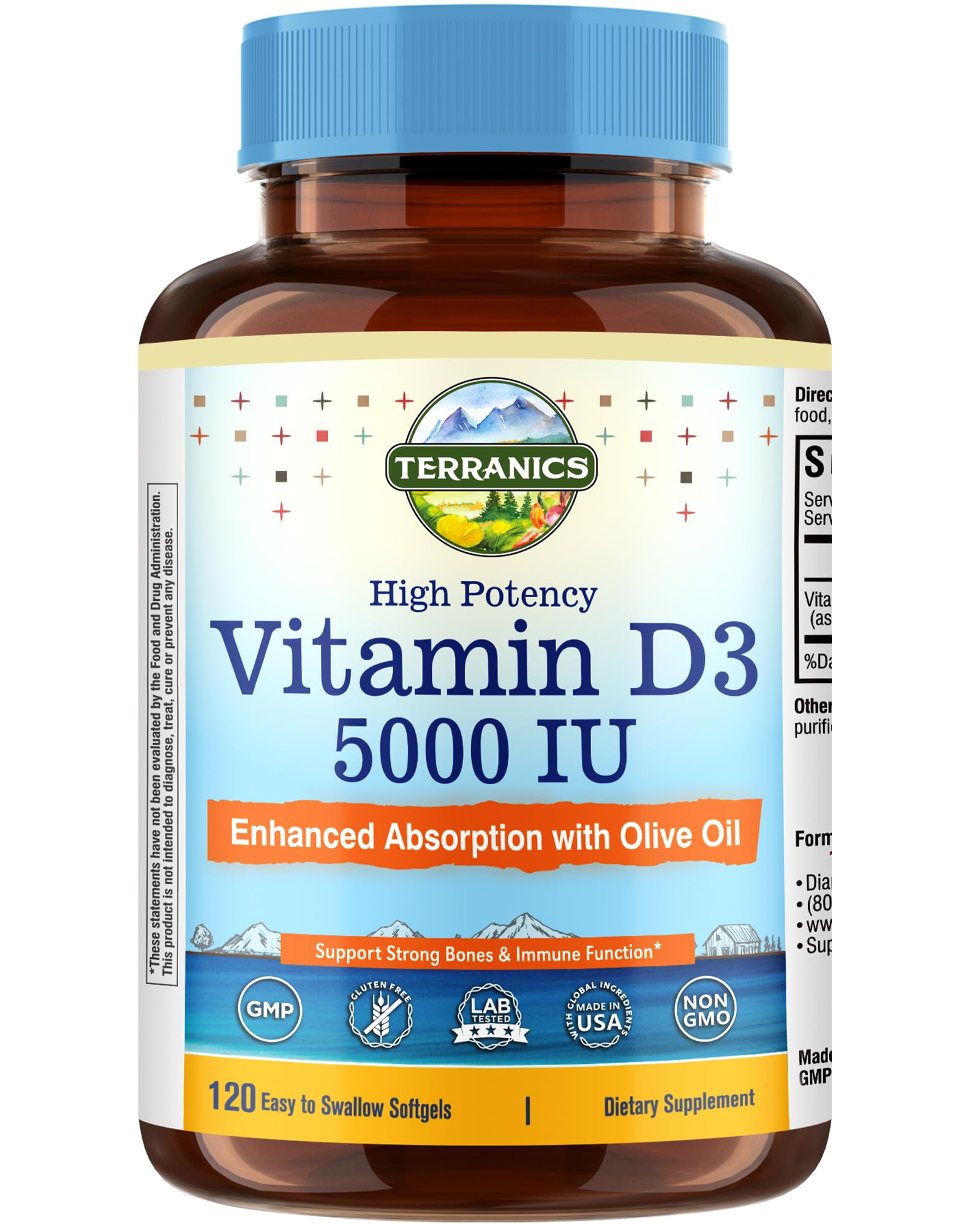 Terranics Vitamin D3 5000IU (125mcg) Capsule, 120 Count
