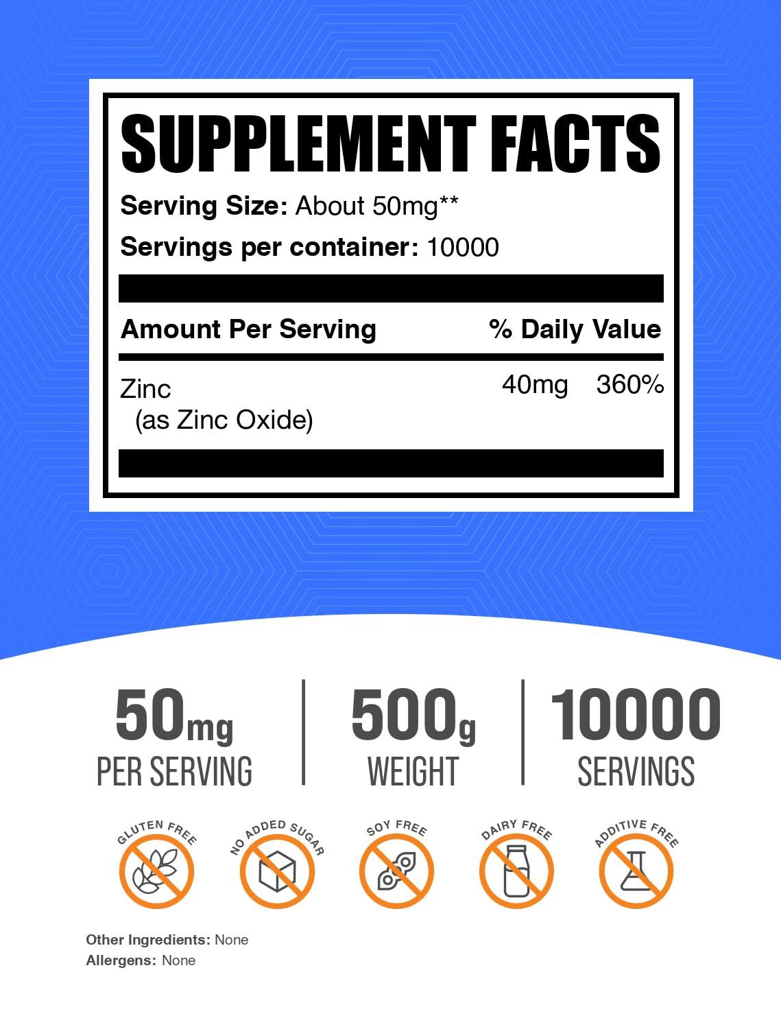 BulkSupplements Zinc Oxide Powder 17.64 oz