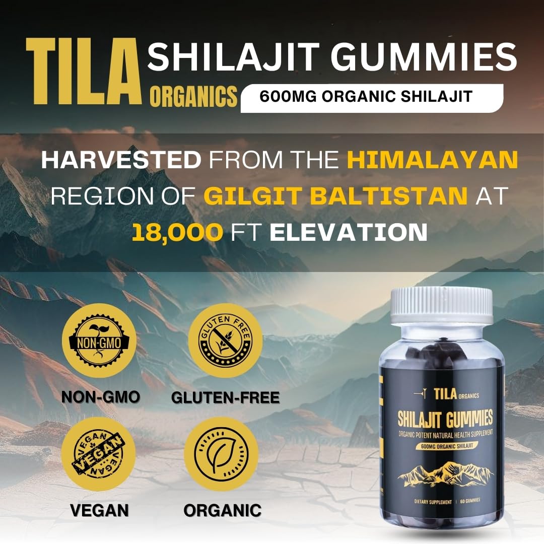 Tila Organic Himalayan Shilajit Resin Soft Gels 60 Gummies