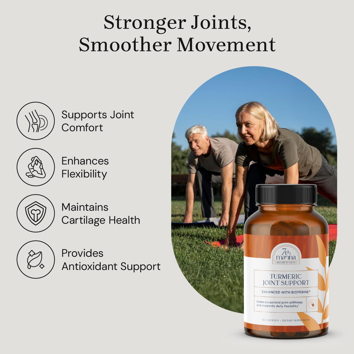 7th Manna Turmeric Curcumin Supplement with Glucosamine, Chondroitin & MSM – Joint Support for Mobility, Flexibility & Comfort – Active Lifestyle Formula – 60 Capsules